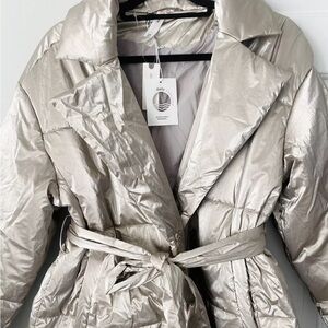 Anthropology Daily Practice Metallic Puffer Coat